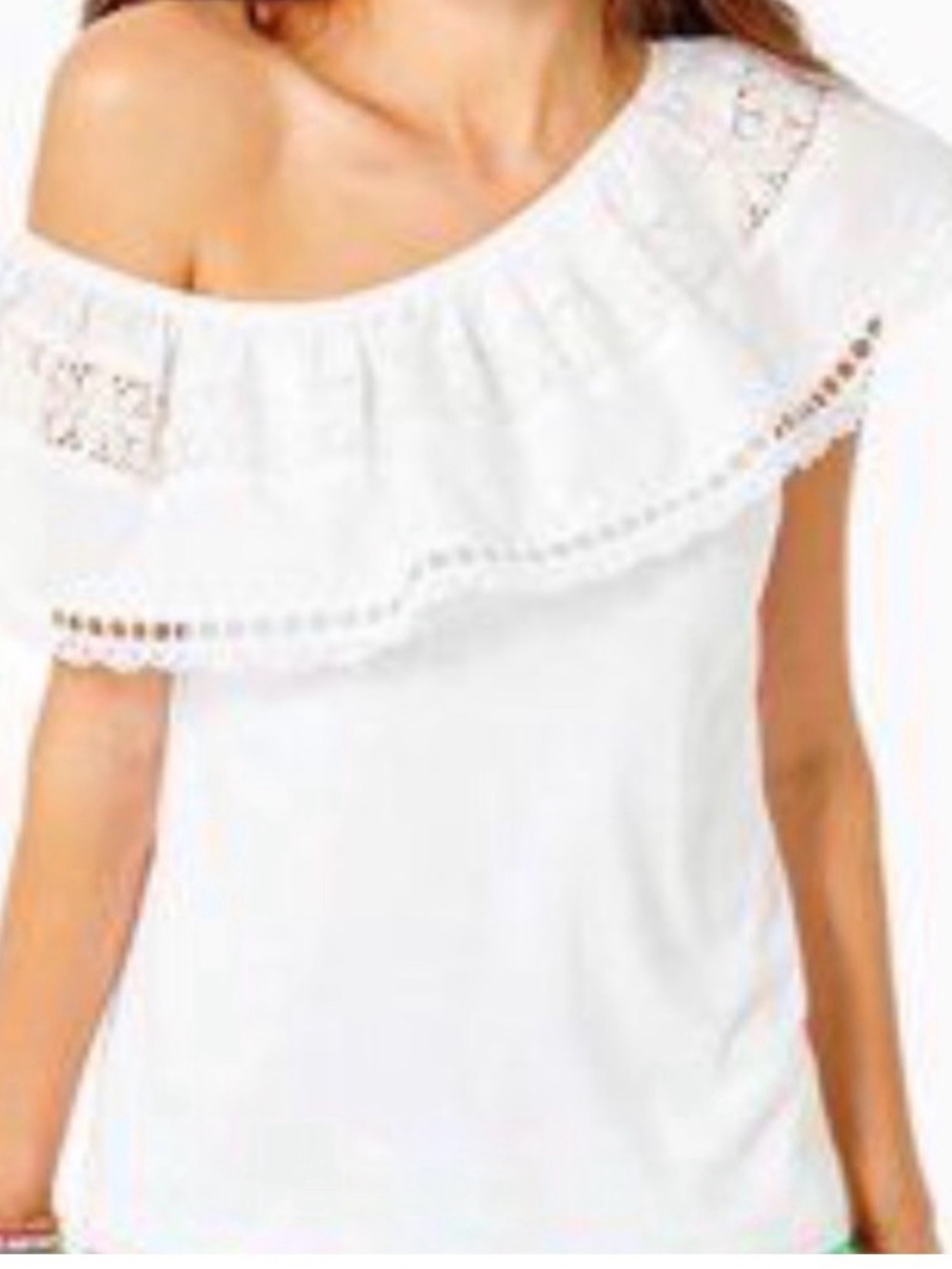 Lilly Pulitzer Tracee One Shoulder Blouse Top with Eyelet